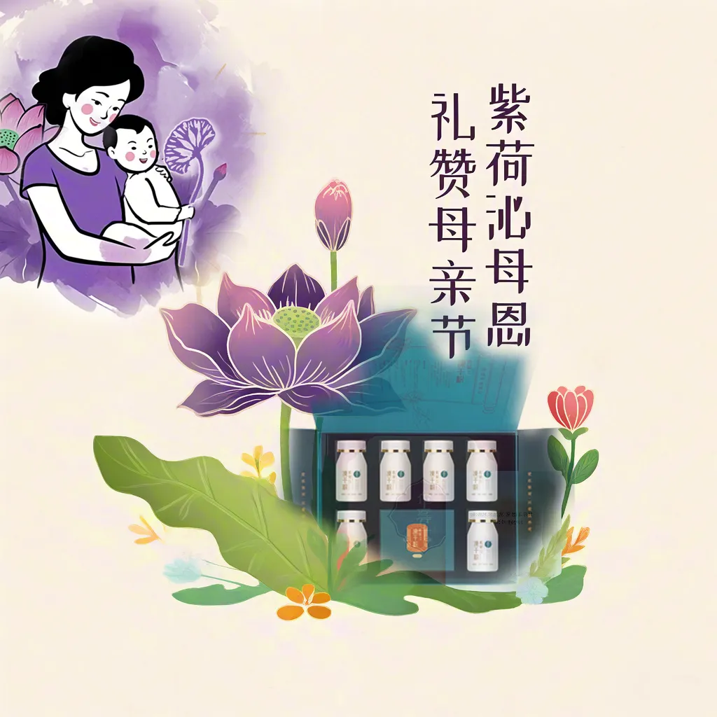 原创母亲节+紫河冻干粉企宣插画